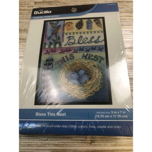 3567 Bucilla counted cross stitch 5" x 7" BLESS THIS NEST kit - Picture 1 of 2